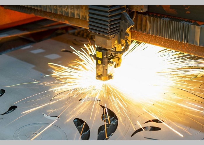 laser cutting going on to cut the profile on metal sheet